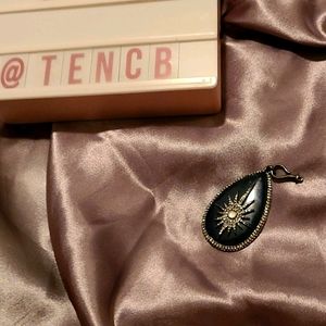 Navy Blue CZ Diamond Lined Pendant